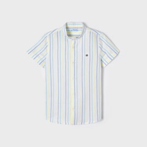 Camisa manga corta lino rayas cuello mao niño