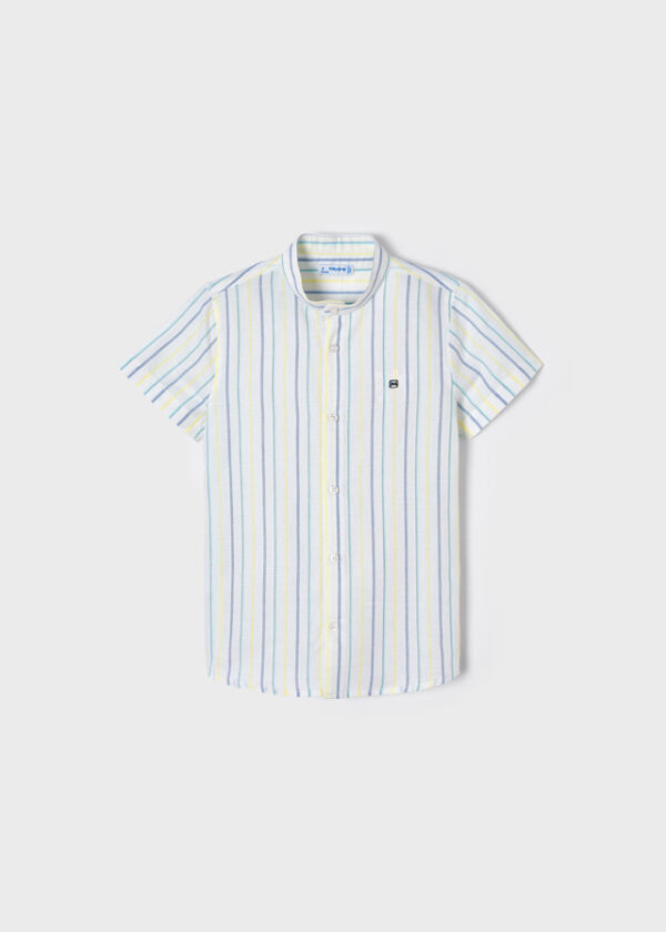 Camisa manga corta lino rayas cuello mao niño