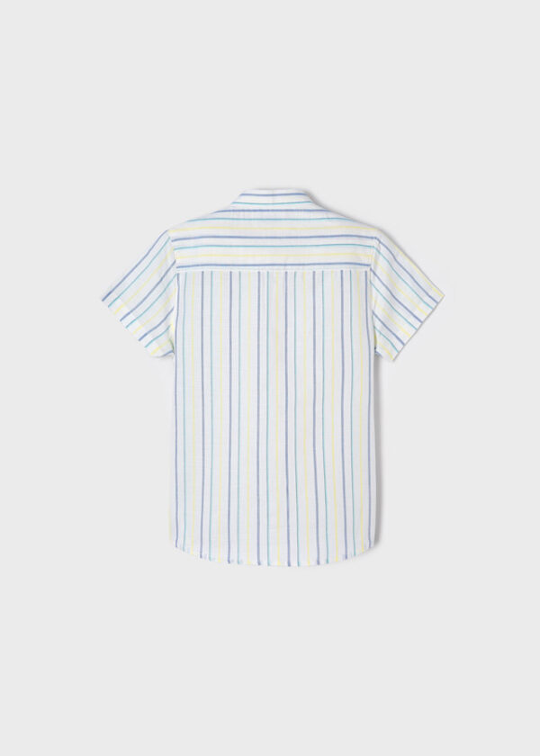 Camisa manga corta lino rayas cuello mao niño - Imagen 3