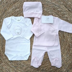 Conjunto 4 piezas algodón bebé niña