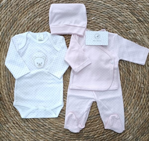 Conjunto 4 piezas algodón bebé niña