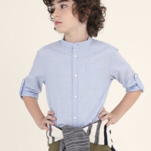 Camisa con cuello mao de algodón sostenible para chico