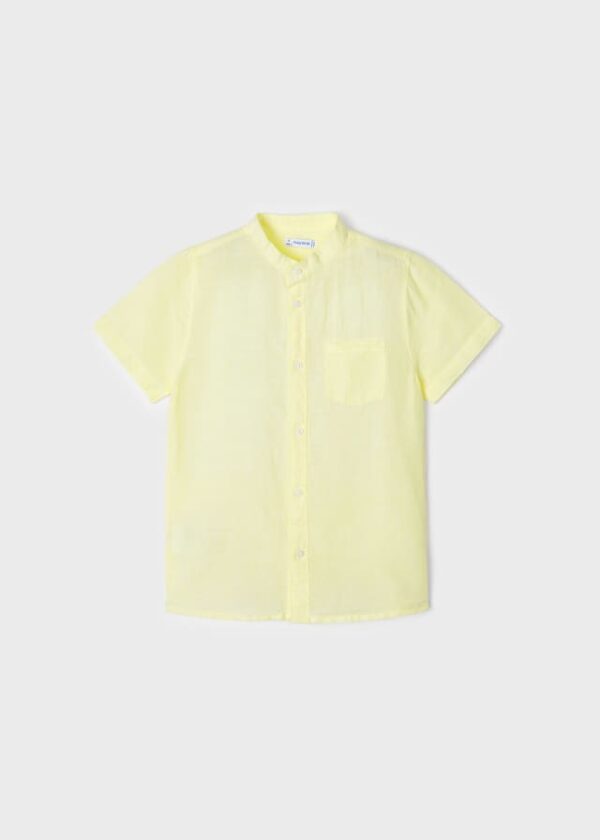 Camisa de manga corta con cuello mao en lino para niño - Imagen 4