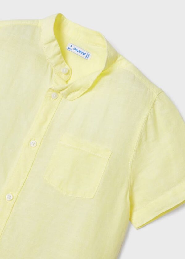 Camisa de manga corta con cuello mao en lino para niño - Imagen 6