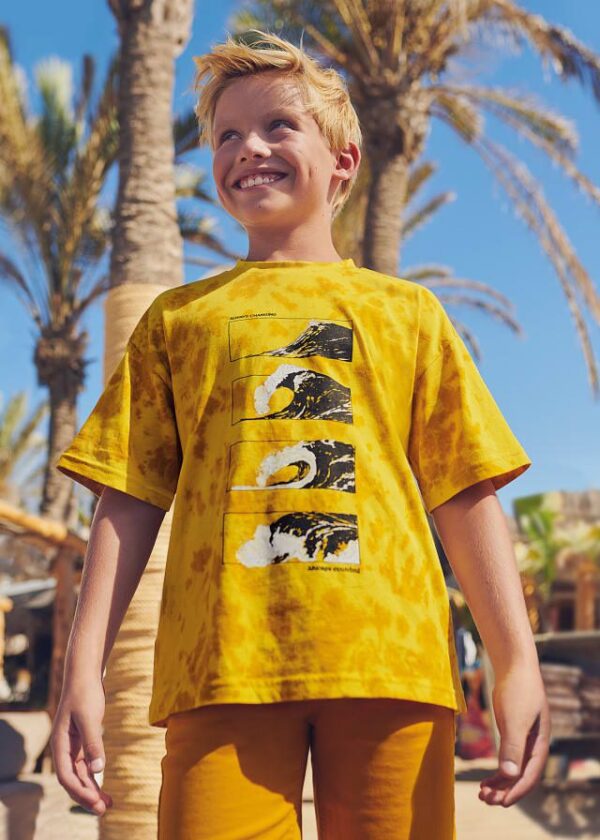 Camiseta tie dye con motivo estampado de algodón para chico