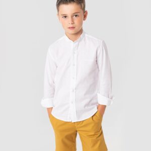 CAMISA CUELLO MAO LINO LISO BLANCO