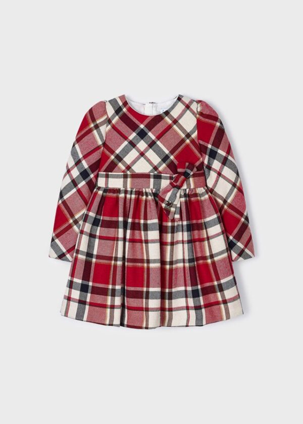 Vestido cuadros niña Rojo en paño de  Mayoral