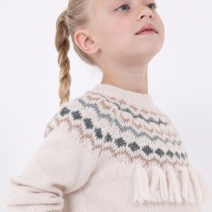 Jersey jacquard y flecos niña