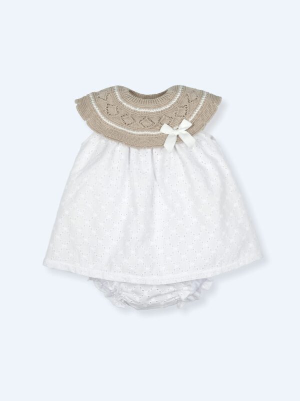 VESTIDO PUNTO Y TEJIDO VOILE BORDADO CON CULOTTEO CALA MONSUL