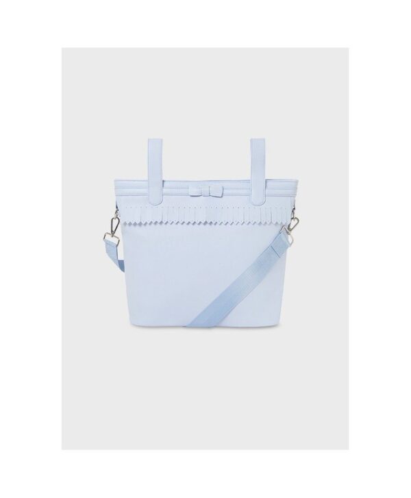 Bolso Panera flecos ,Celeste