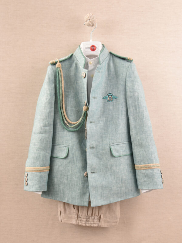 TRAJE ALMIRANTE LINO MAO 3 PIEZAS, Verde/Arena
