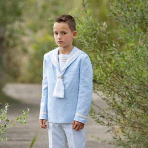 Traje de Comunión de Marinero, blanco/celeste