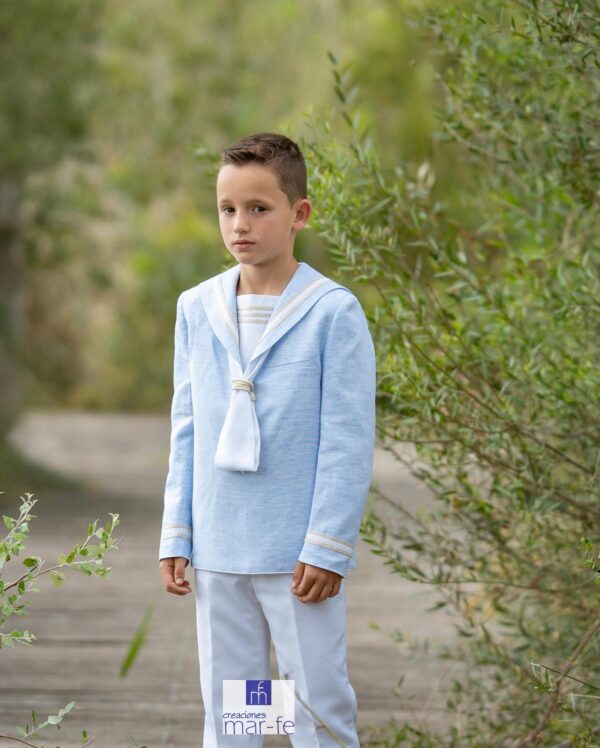 Traje de Comunión de Marinero, blanco/celeste