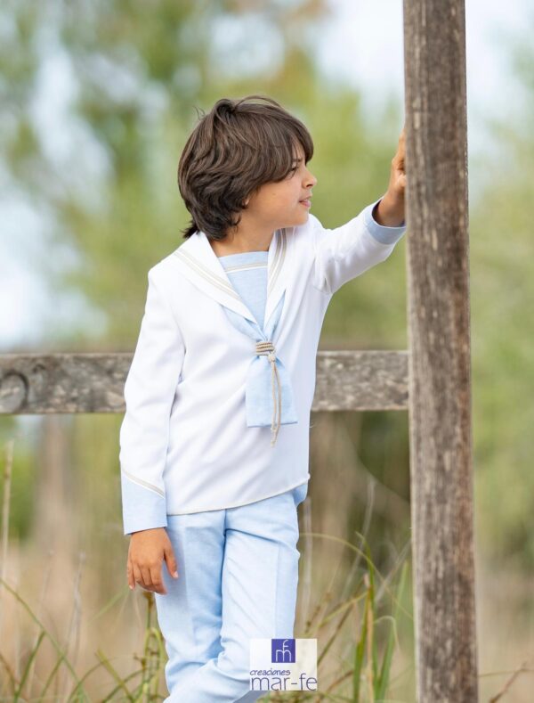 Traje de Comunión de Marinero, blanco/celeste