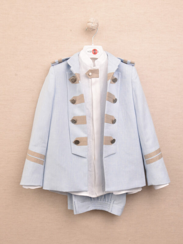 TRAJE ALMIRANTE LINO MAO 3P, Celeste