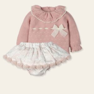 JESUSIN + CULOTTE FALDITA ESTAMPADA Y VIVO DE POMPONES "ADMIRAR"