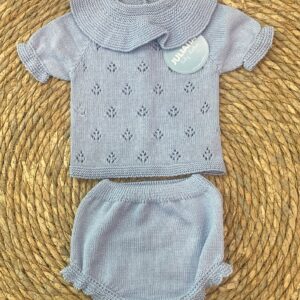 Conjunto Braga Punto Rombo Calado ,Azul Cielo.