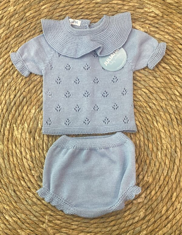 Conjunto Braga Punto Rombo Calado ,Azul Cielo.