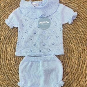 Conjunto Braga Punto Rombo Calado ,Celeste.