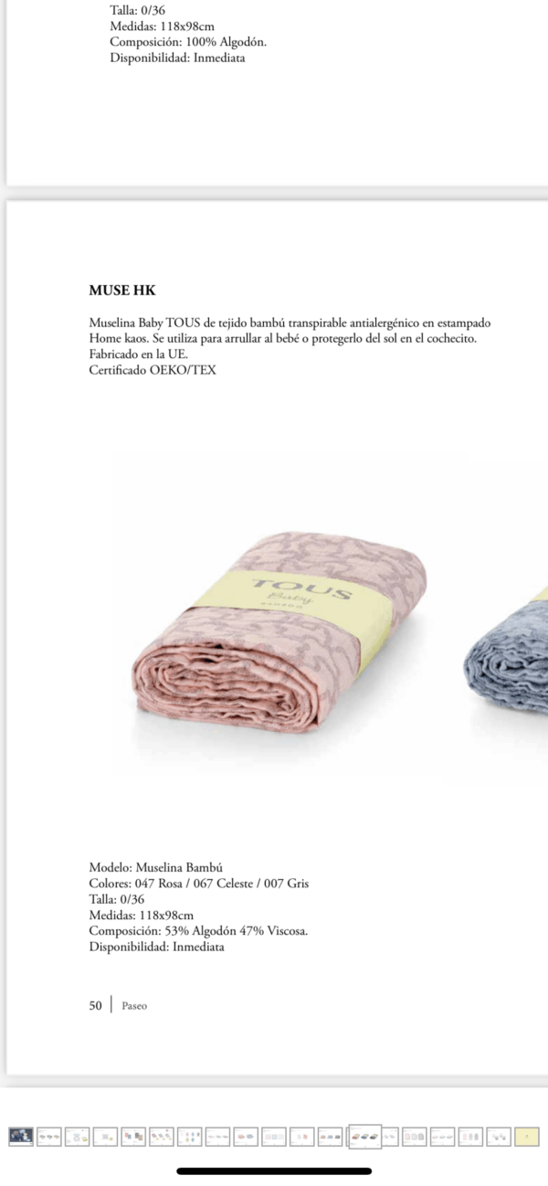 Muselina, bambú, rosa Tous