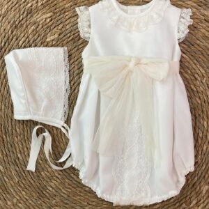 Pelele sin manga con capota, lazada marfil