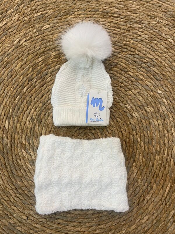 Conjunto Gorro trenzas , Pompon + buff