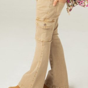 Pantalón sarga cargo flare