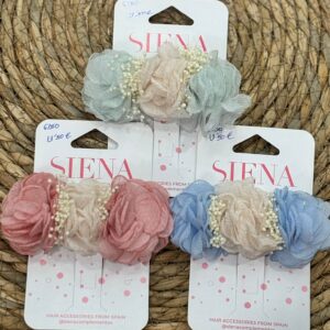 CLIP PICO-PATO CON TRES FLORES TUL Y GYPSO