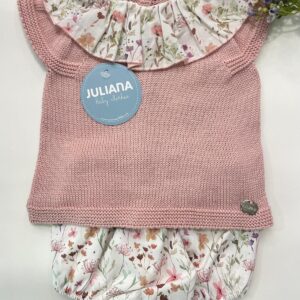 Conjunto braga tela florecitas