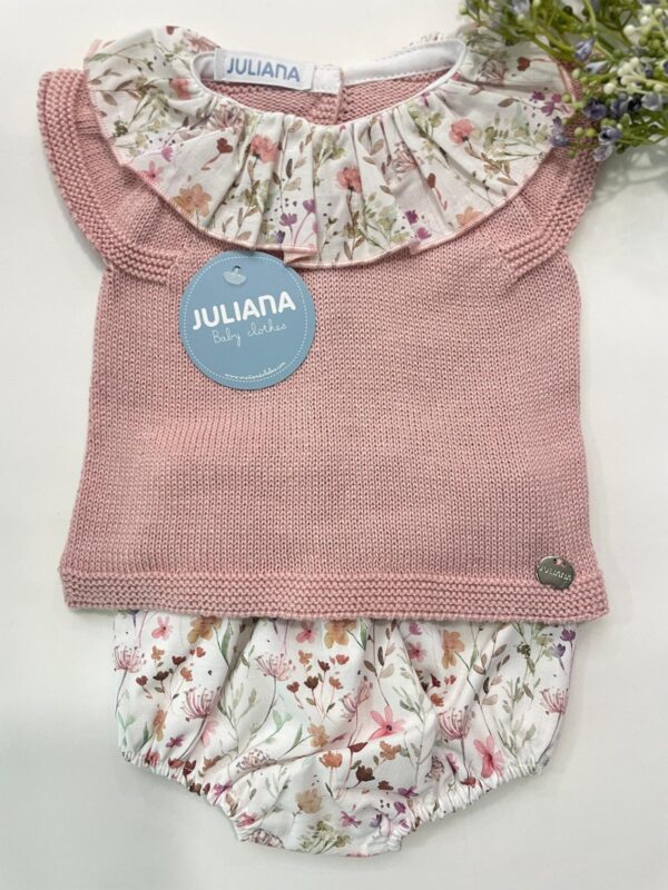 Conjunto braga tela florecitas