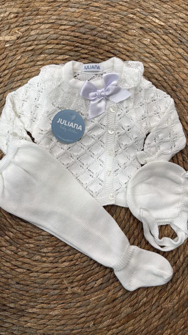 Conjunto 3p. calado rombo Crema - Imagen 5