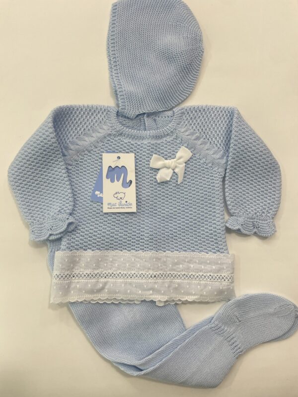 ProductoConjunto 3 piezas canesu, con gorro y con tira bordada lovi en rosa y celeste - Imagen 2