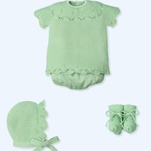 Conjunto 4 piezas M/C canesu corto, culotte punto con gorro