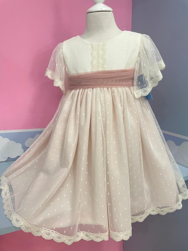 Vestido Julieta lazada de tul rosa empolvado