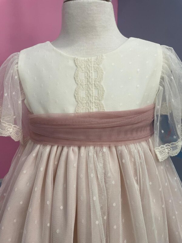 Vestido Julieta lazada de tul rosa empolvado - Imagen 4