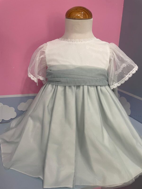 Vestido Jade con tul verde empolvado