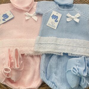 Traje 4 piezas canesú con tira bordada y culotte