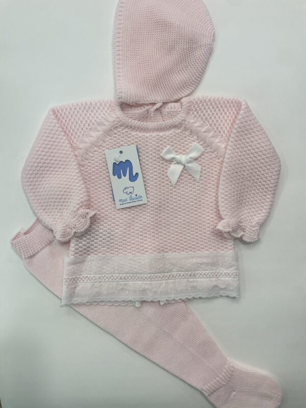 ProductoConjunto 3 piezas canesu, con gorro y con tira bordada lovi en rosa y celeste - Imagen 3