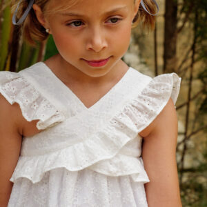 Vestido bordado niña blanco
