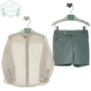 Traje niño bermuda y camisa manga larga