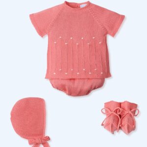 Conjunto 4 piezas corto, culotte de punto capota y patucos