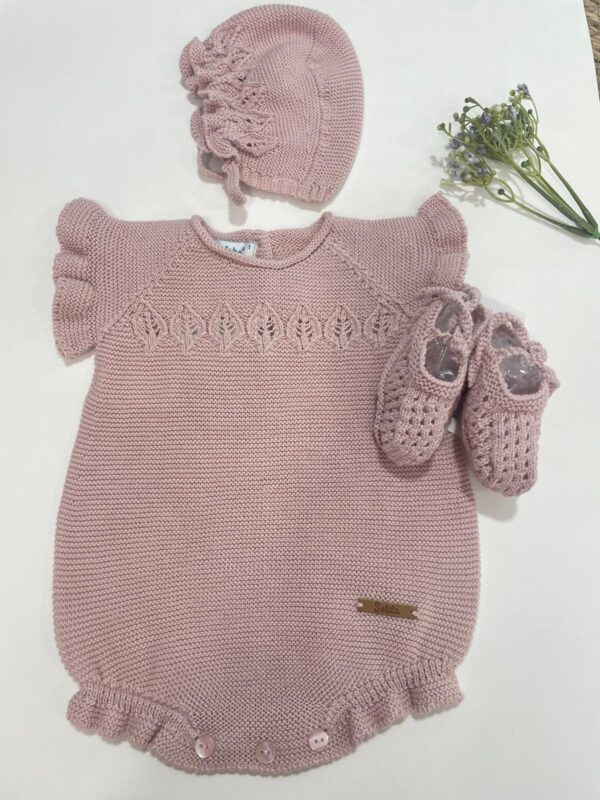 Pelele punto rosa empolvado con capota - Imagen 4