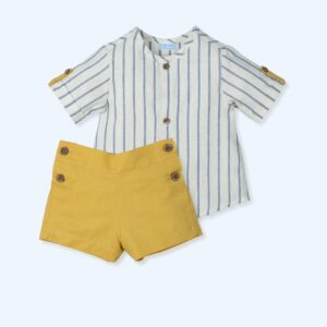Camisa mao manga corta y pantalon corto lino Eco raya
