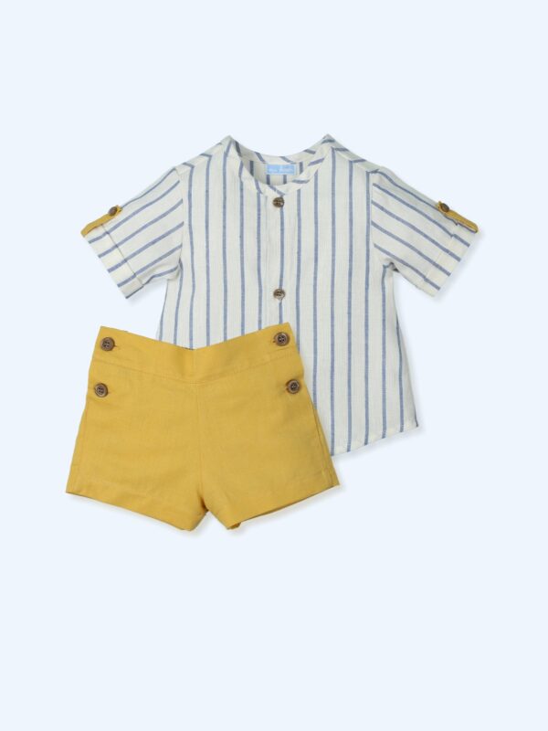 Camisa mao manga corta y pantalon corto lino Eco raya