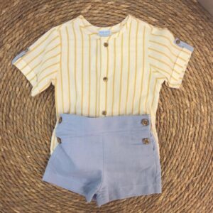 Camisa mao manga corta y pantalon corto lino Eco raya