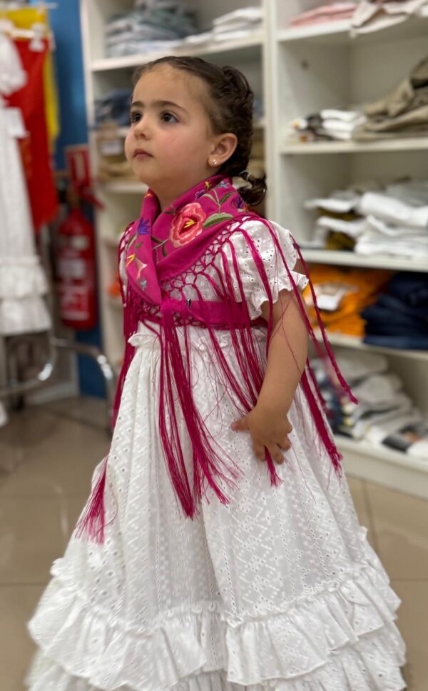 Traje flamenca niña mangas farol  perforado - Imagen 9