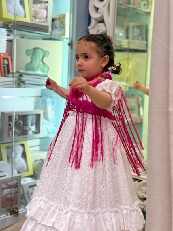 Traje flamenca niña mangas farol  perforado - Imagen 7