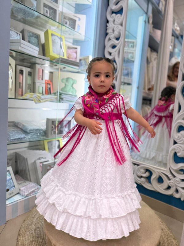 Traje flamenca niña mangas farol  perforado