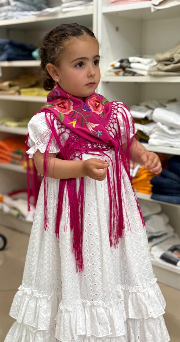 Traje flamenca niña mangas farol  perforado - Imagen 10