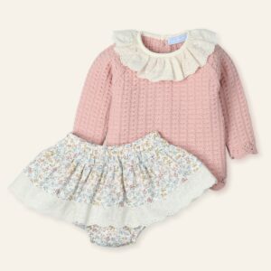 Jubon + Culotte falda con tira bordada "FLEUR VINTAGE